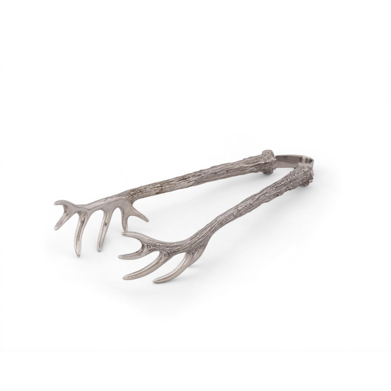 Elegant Pewter Antler Handcrafted Tongs for Refined Entertaining