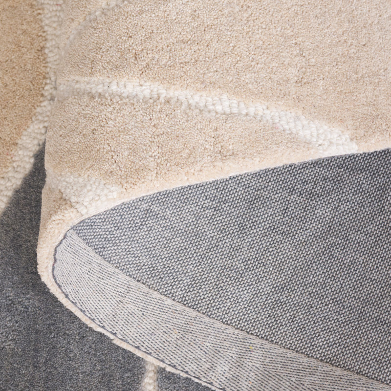 Tapis floral en laine / coton touffeté à la main Jardin 402 - ivoire / gris, Rectangle 5 pi x 8 pi