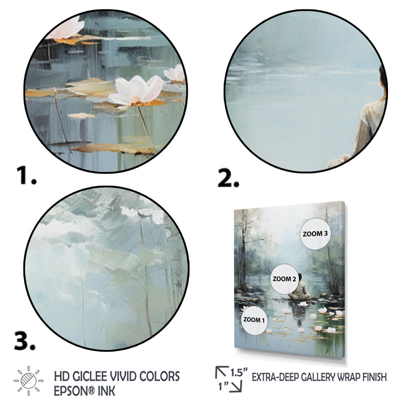 «Grey Green Meditation Meditation Moments», reproduction d'art mural, H 20 po x l 12 po x P 1 po, Toile tendue