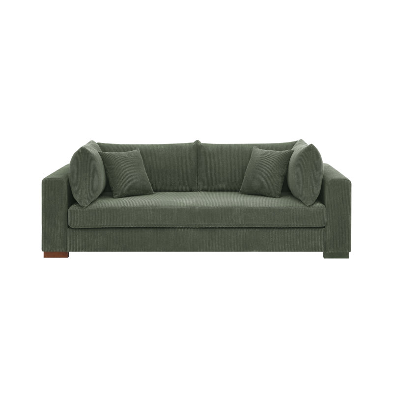 Alcantara Upholstered 89.5'' Sofa, Hunter Green Corduroy