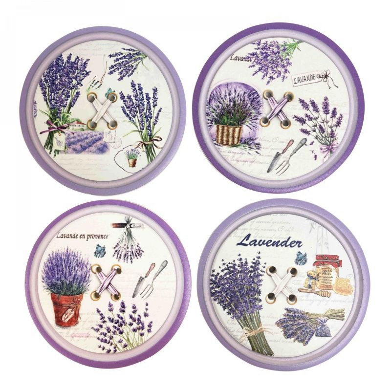 Ensemble de 4 sous-verres à thème lavande assortis