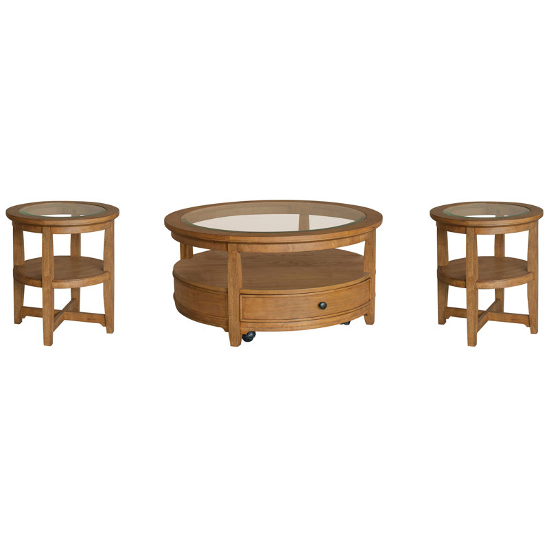 Goggins Round Cocktail Table With 2 End Table, 3 Pieces: Coffee Table, 2 End Tables