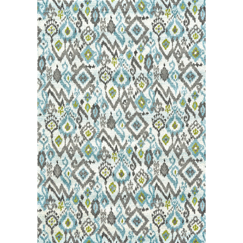 Ikat Area Rug in Stillwater Blue, Rectangle 1'8" x 2'10"