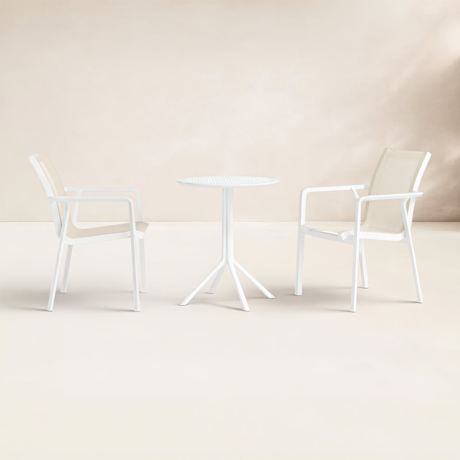 Farrah 24'' Round 2-Person Bistro Set, White/Taupe