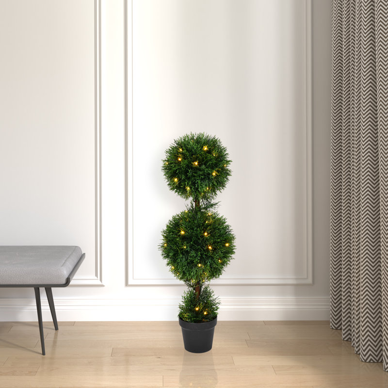 Vickerman Artificial Cedar Ball Topiary 36'' Faux Topiary in Pot Liner