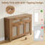 Buffet en rotin avec 2 tiroirs et tablette réglable, armoire de rangement à pieds hauts Boho avec quincaillerie anti-basculement pour la cuisine, la salle à manger, le vestibule et le salon-2063772095