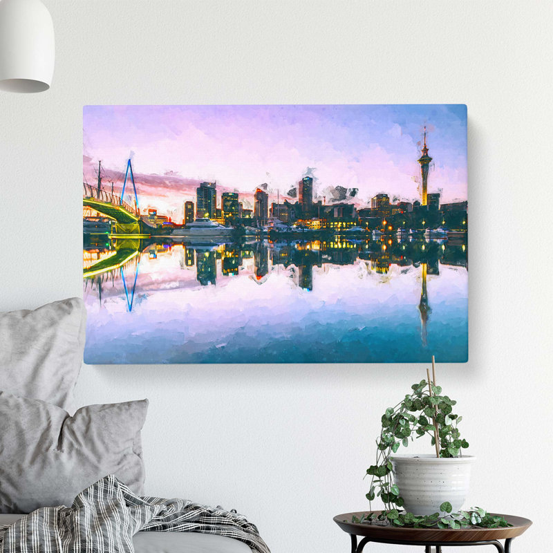 Auckland Skyline In New Zealand - No Frame Painting on Canvas, 50.8 cm H x 35.6 cm W
