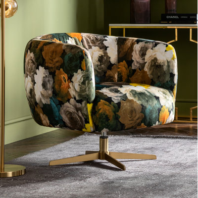 Swivel Armchair Peony Flower