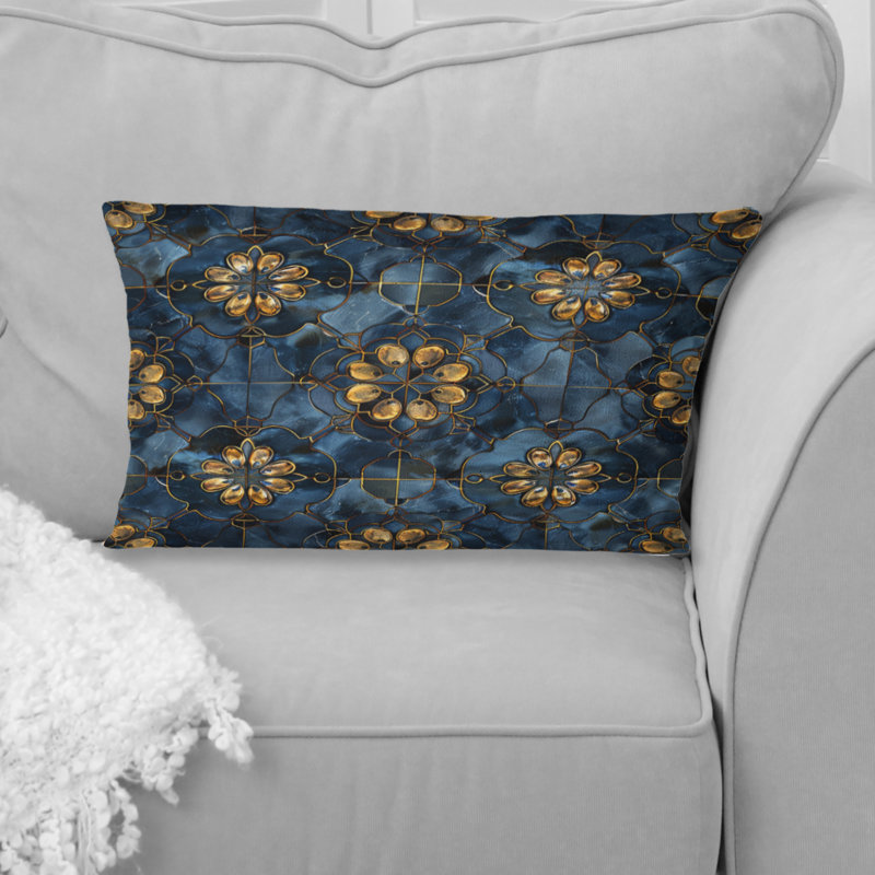 Coussin lombaire traditionnel bleu et doré