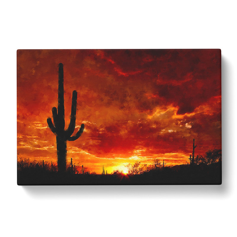 Sunset In Saguaro Painting - Wrapped Canvas, 35cm H x 60cm W x 3cm D