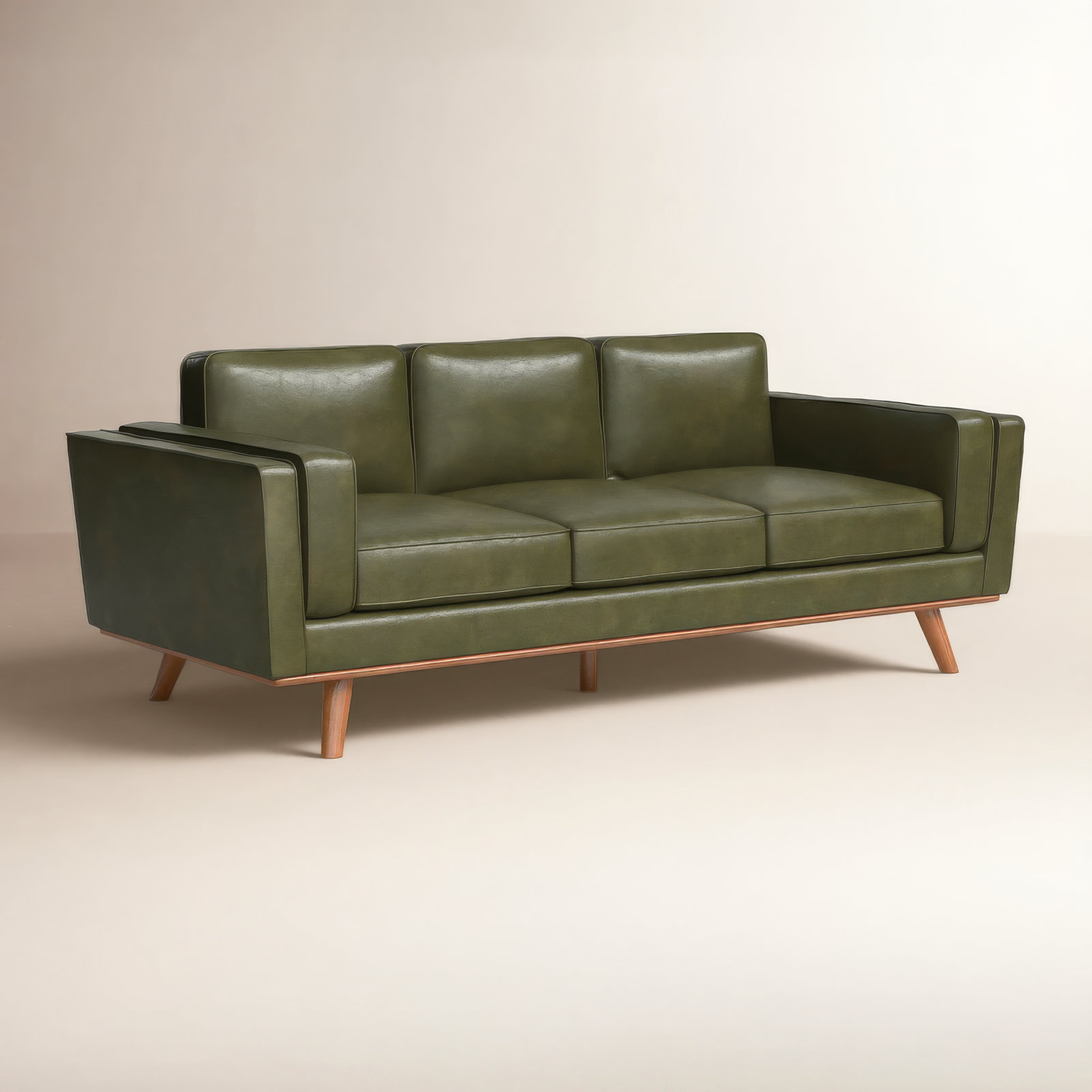 Reeves 84" Sofa, Olive Green Faux Leather