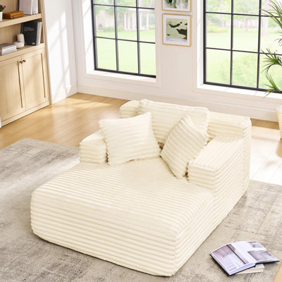 Lit en mousse compressible beige avec siège profond et revêtement en velours côtelé, pour le bureau personnel, l'hôtel, le salon moelleux et confortable, l'utilisation flexible, le bon soutien