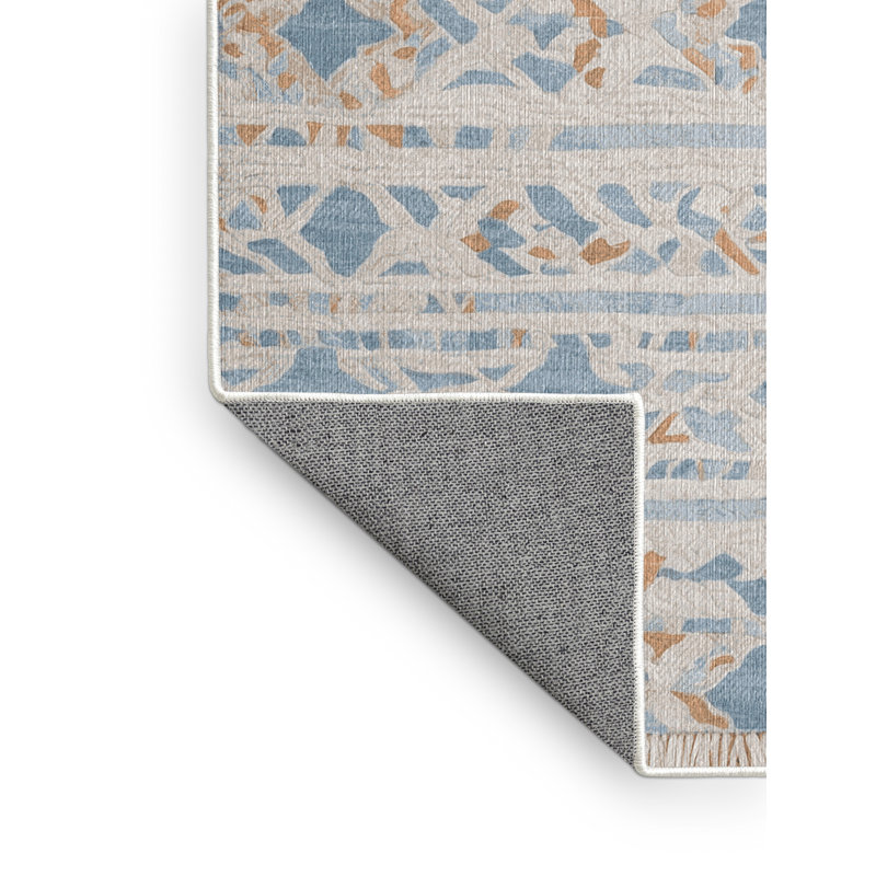Machine Washable Beige Area Rug, Rectangle 2' x 3'