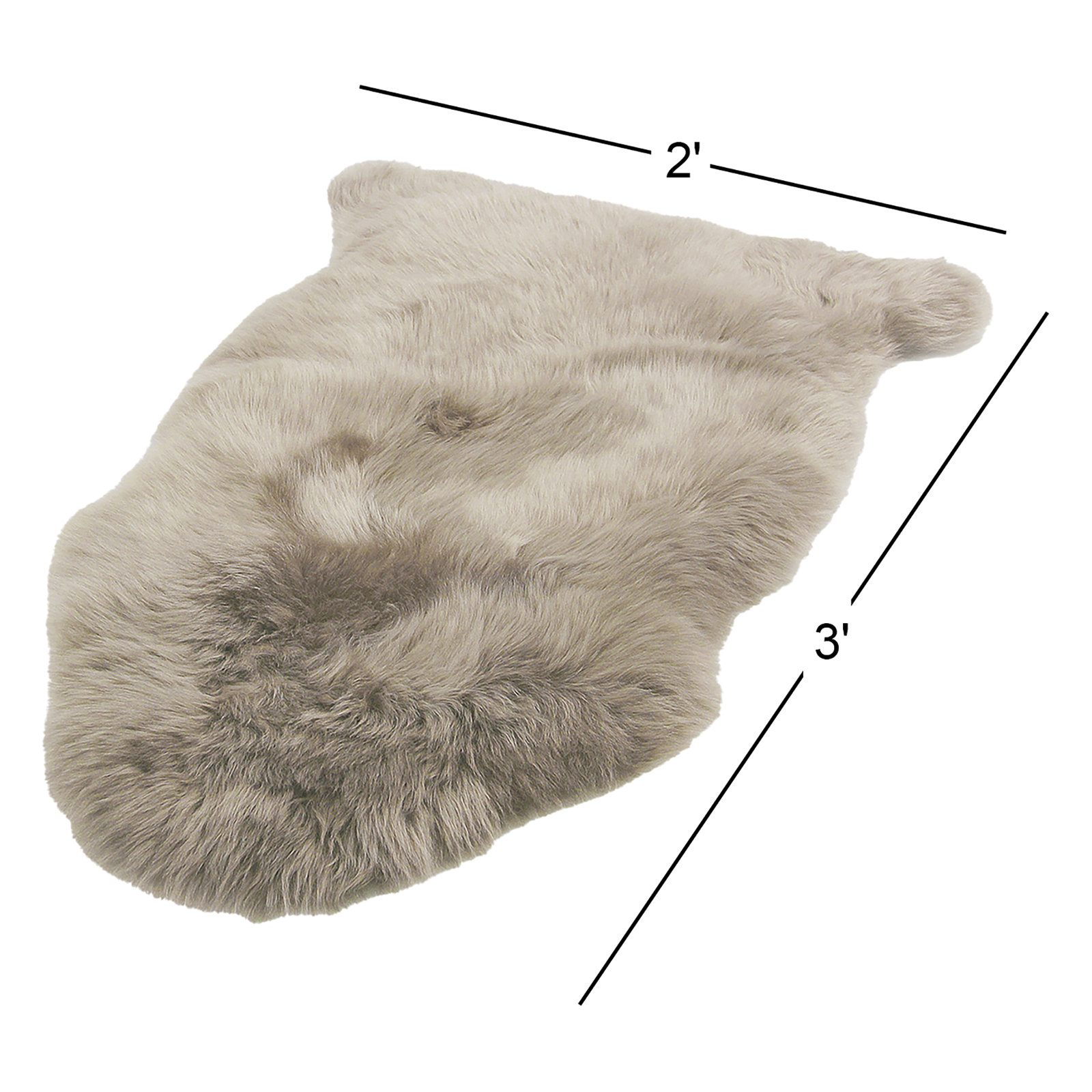 Kashmir Sheepskin Gray/White Rug, Novelty 2' x 3'
