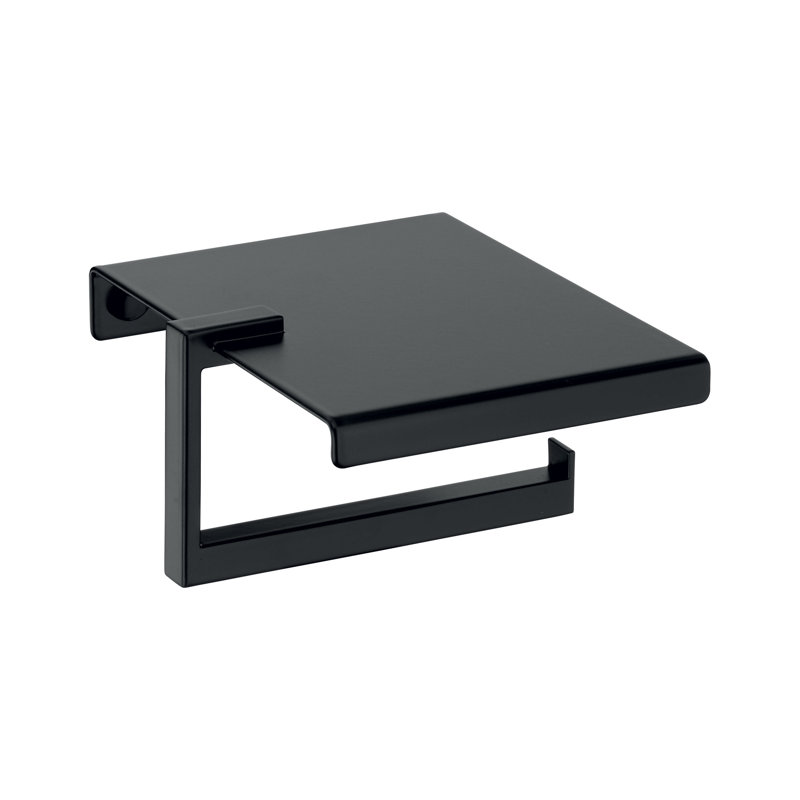 Porte-papier hygiénique avec couvercle Sidney, Noir mat