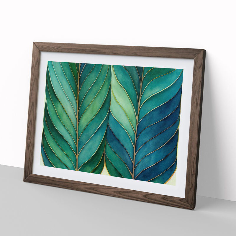 Explosive Leaf - Single Picture Frame Print, 34cm H x 46cm W x 2cm D, Walnut Framed