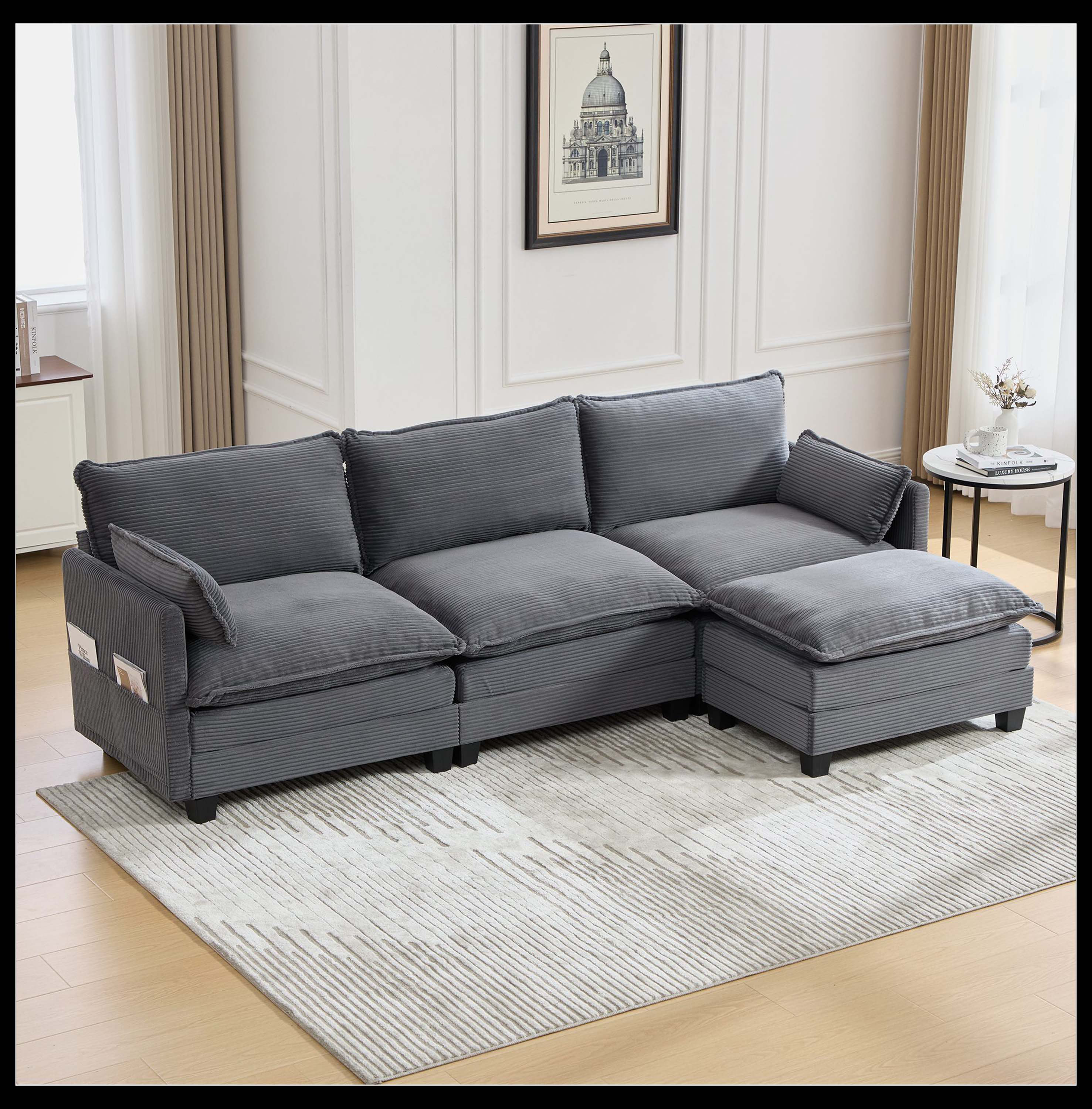 Latitude Run® 102" 4-Seat Oversized Corduroy Modular Sectional Sofa ...