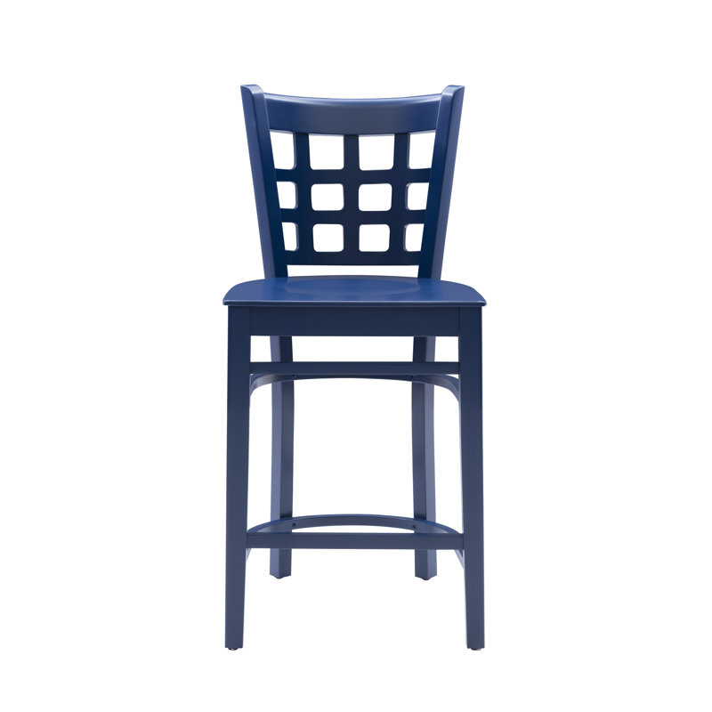 Arzella Fully Assembled Commercial Grade Navy Solid Beech Wood Counter Stool (Set of 2), Blue
