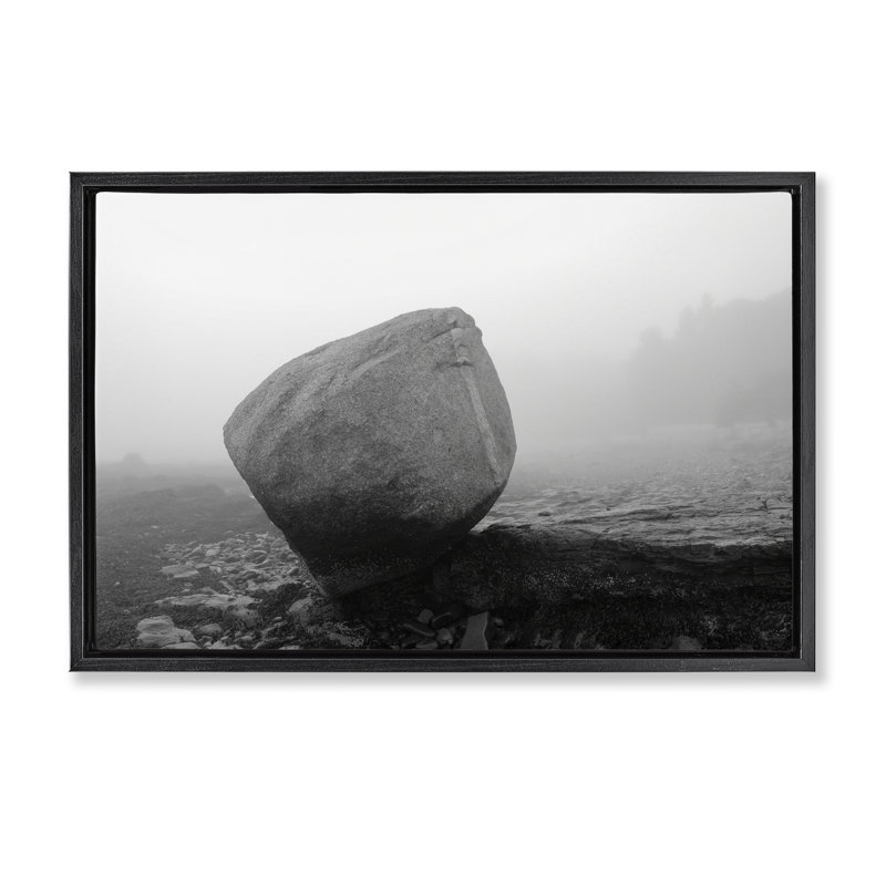 Cadre flottant isolé Lone Rock, design par James Rodewald, Cadre flottant noir de jais, H 17 po x l 25 po