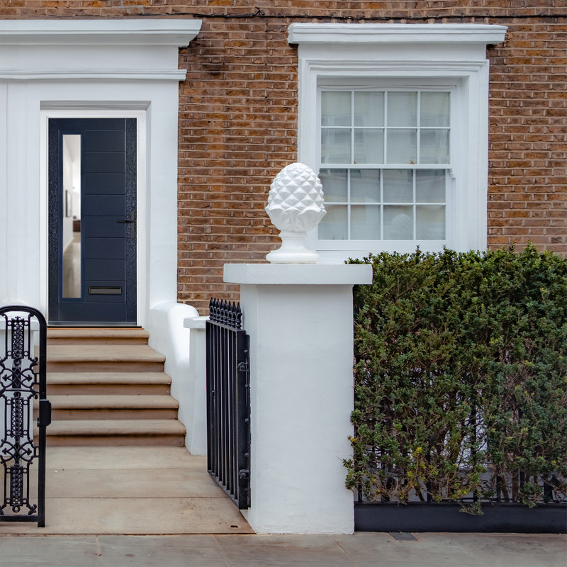 Crystal GRP Front door Monza Right Slate Grey 920mm x 2090mm Open in Right hand Clear Glass, Left, 89mm x 209mm, Blue