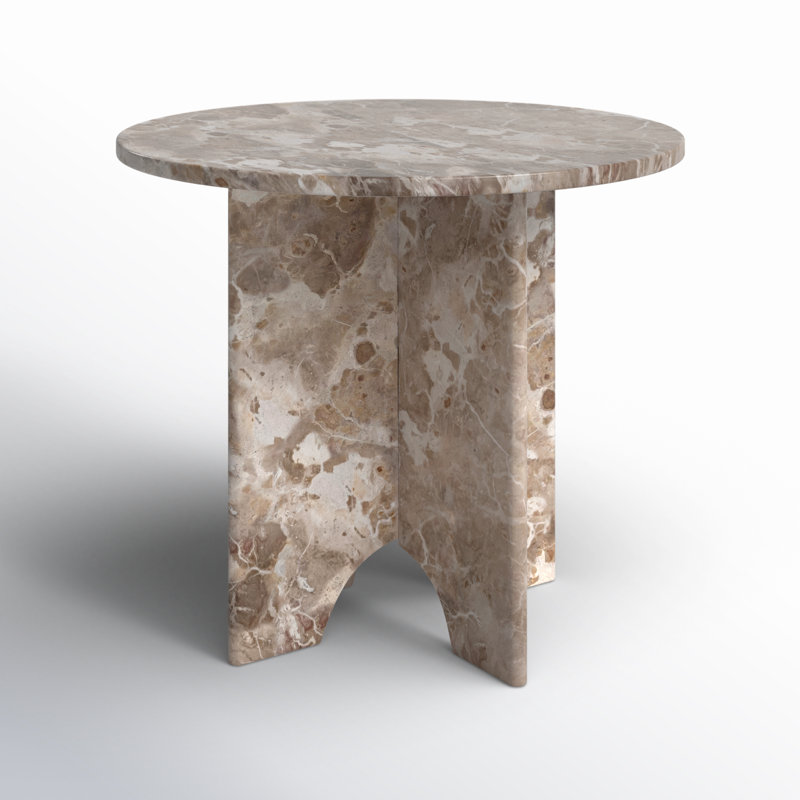 Modern Sculptural Marble Table With Interlocking Base