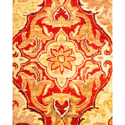Tapis unique noué à la main orange / beige Varad Mogul 3 pi 1 po x 5 pi 7 po