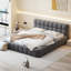 Lit plateforme tapissier grand format avec tissu épais, lit au sol avec structure solide et design élégant pour les chambres modernes-1723676211