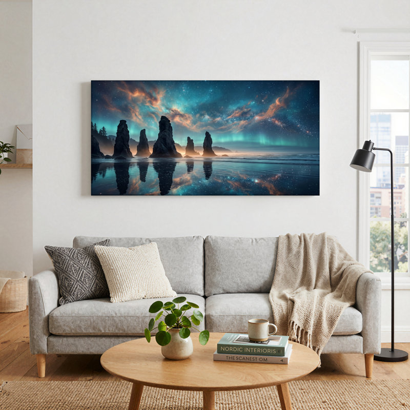 Ensemble de 1 tableau sur toile « Ciel étoilé », 58“W x 28”H, Toile tendue