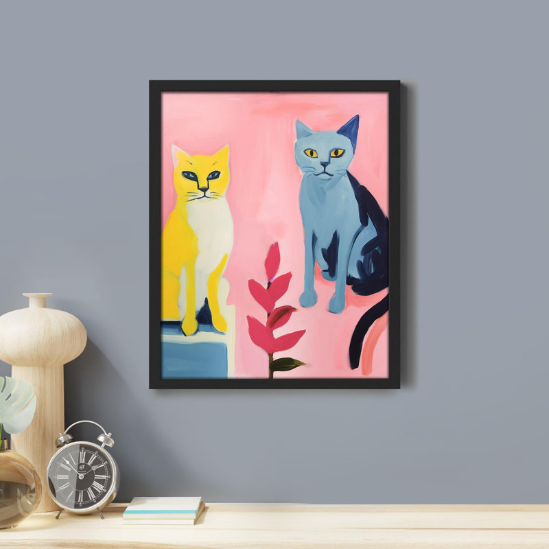 " Watercolor Cat ", 16" H x 12" W, Black Framed