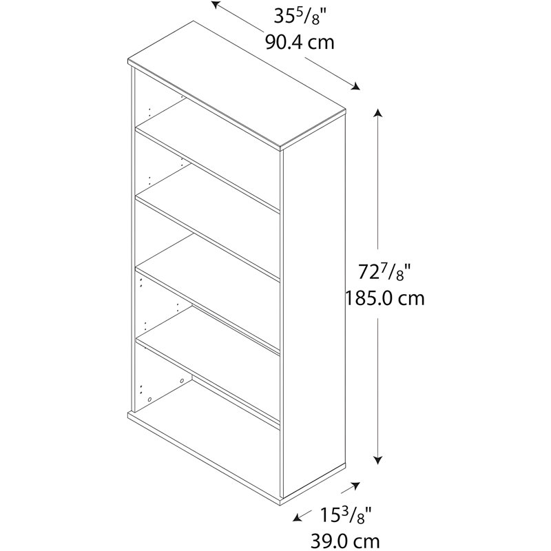 Bush Business Furniture Series C Tall 5-Shelf Bookcase, Durable Engineered Wood Storage And Display Unit For Home Or Office