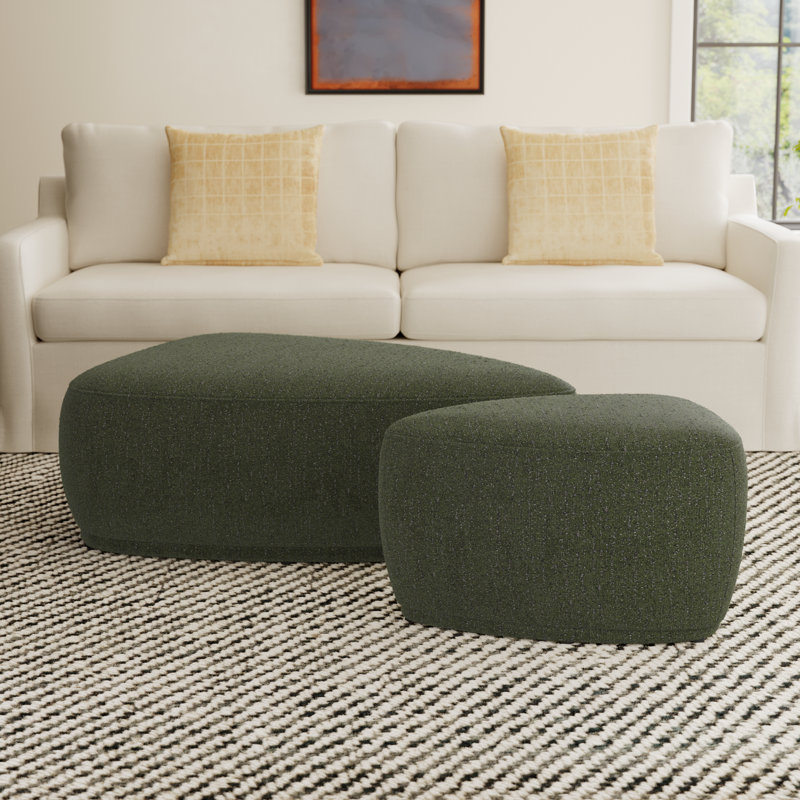 Adna Triangle Cocktail Ottoman (set Of 2), Mellow Forest Boucle