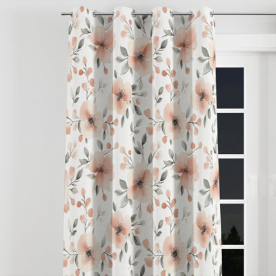Floral Window curtains - Contemporary Boho Pink And Green Boho Bloom Grommet Curtain - 1 Panel