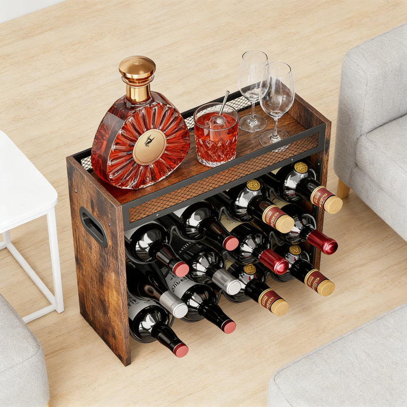 Support à vin à 3 niveaux pour 12 bouteilles, conception robuste en treillis en métal et en métal, rangement empilable peu encombrant pour la cuisine, le bar, le restaurant ou l'armoire