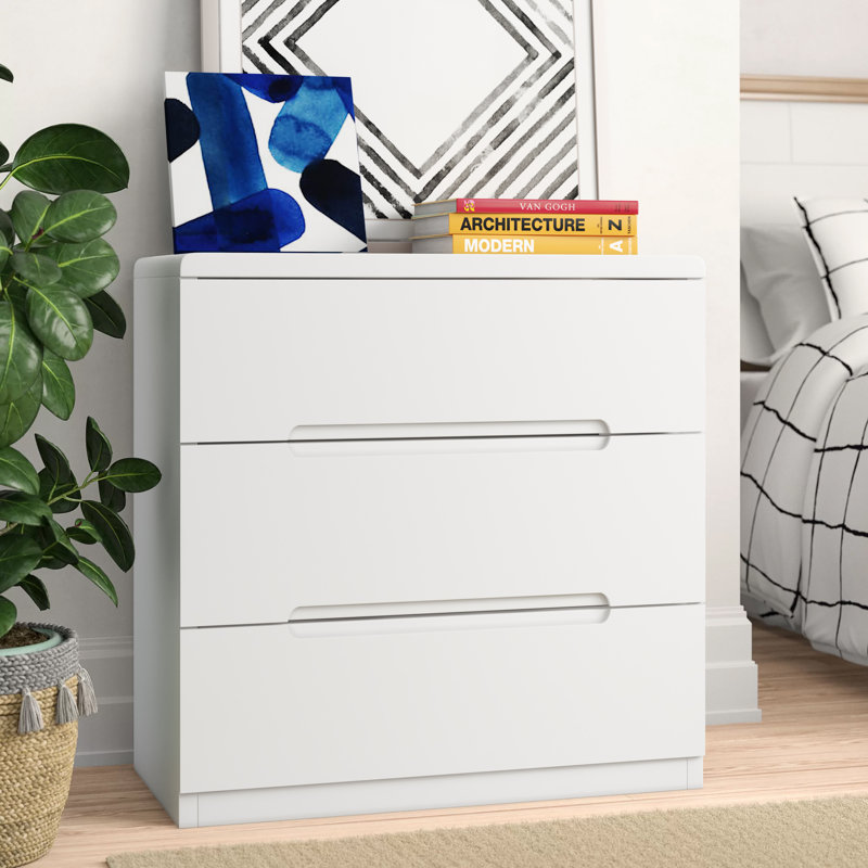 Meldrum 80cm W 3 - Drawer Chest of Drawers, White