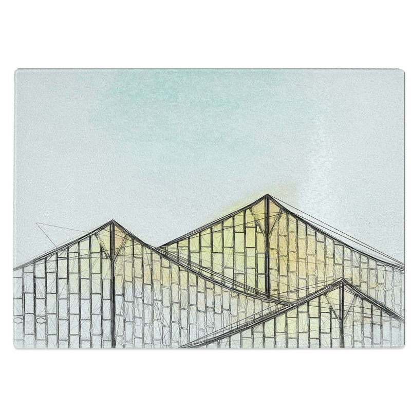 Tempered Glass Sketching the Architecture Vol.40 Chopping Board, 39 cm W x 28.5 cm L