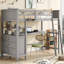 Lit mezzanine avec tiroirs et bureau intégré, lit mezzanine en bois avec tablettes pour un rangement peu encombrant-184634842