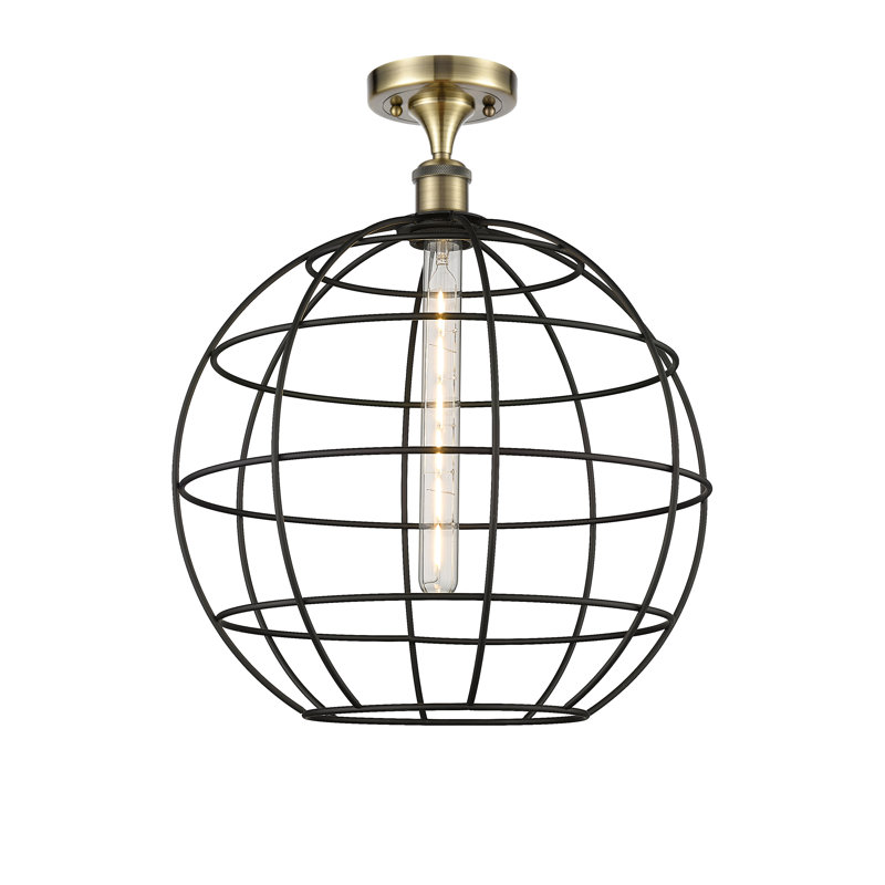 Ariyauna Semi Flush Mount, 19.25" H x 16" W x 16" D, Antique Brass