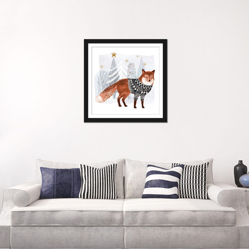 «Cozy Woodland Animal I», impression sur toile, Papier d'art encadré noir, H 24 po x l 24 po x P 1 po