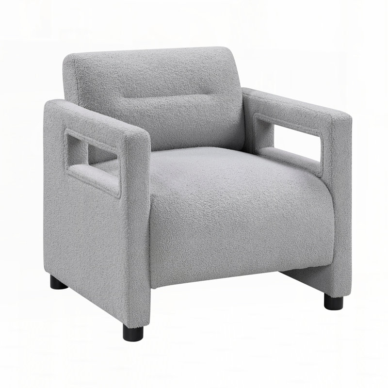 Uma 30" Wide Modern Bouclé Accent Chair with Sculpted Arms & Plush Cushioning - Gray, Gray