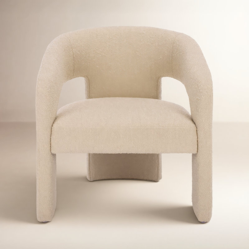 Ashlyn 28.5" W Upholstered Armchair, Tan Boucle