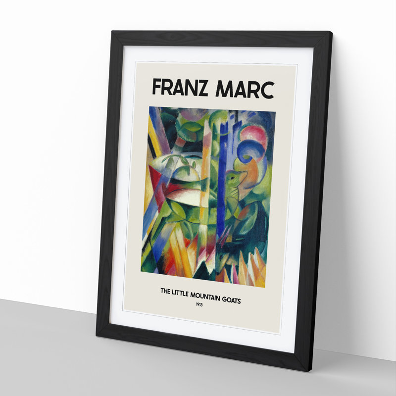 The Little Mountain Goats by Franz Marc - Picture Frame Painting, 65cm H x 48cm W x 2cm D, Black Framed