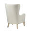 Fauteuil à oreilles Swoop beige, pieds en bois massif, dossier à oreilles, accoudoirs ronds, coussin de siège en mousse haute, tissu incliné: soutien