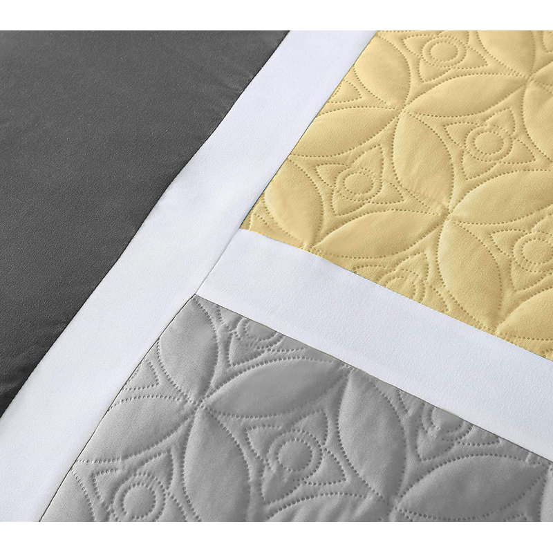 Upland Patchwork 7 Piece Comforter Set, Queen Comforter + 6 Additional Pieces, Yellow