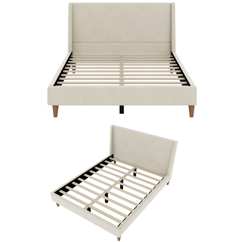 Lit plateforme tapissier sans sommier, King, Cream