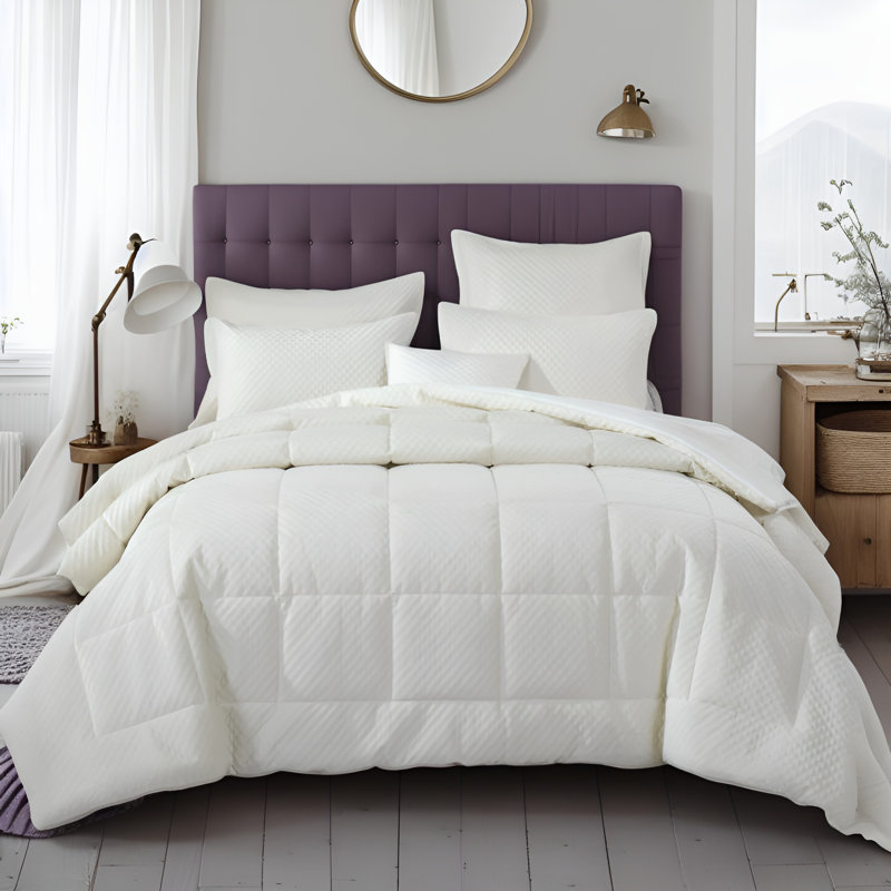 Luxury Serene Slumber Luxe Quilted White Comforter Set, Twin Comforter + 1 Sham