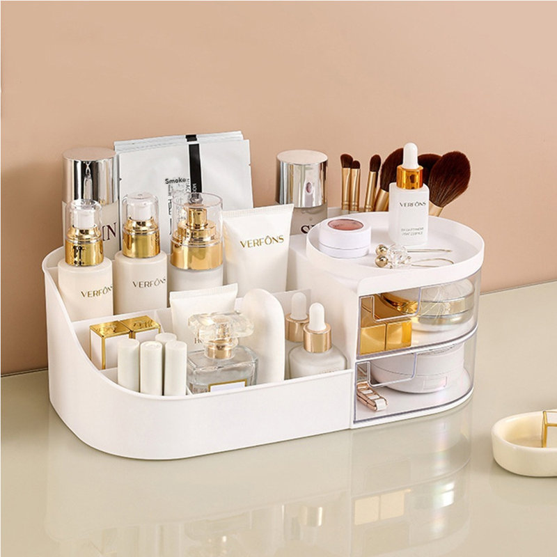 Présentoir à maquillage, Blanc / Blanc