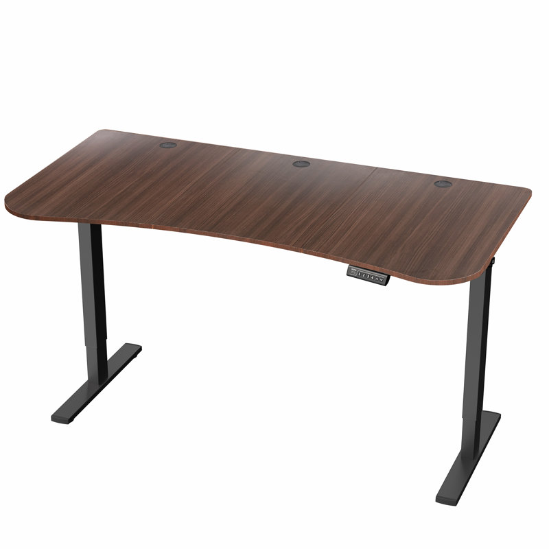 Electric 63" x 32" Stand Up Desk (DESK-KIT-1B1B Series), Dark Walnut/Black