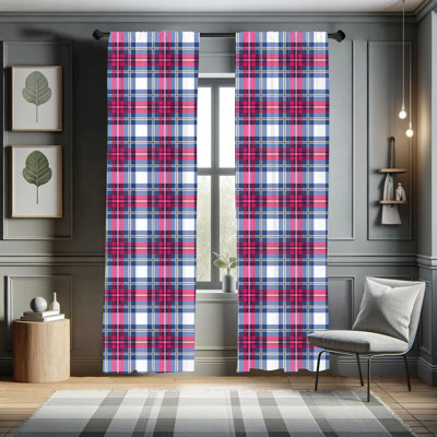 Plaid Semi-Sheer Rod Pocket Sliding Panel