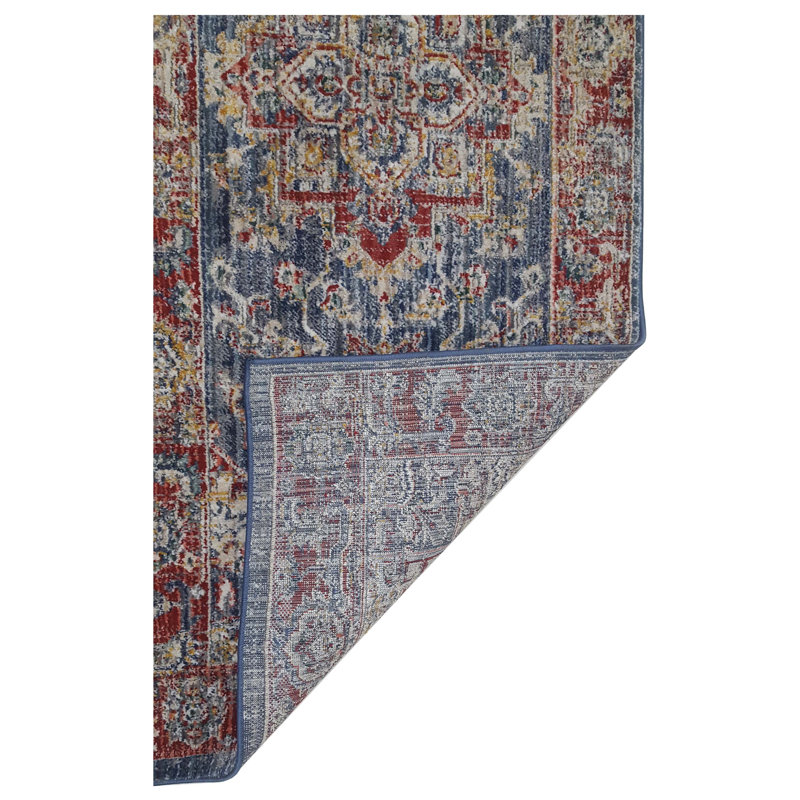 Oriental Machine-Made Blue / Red, Runner 2'8" x 8'