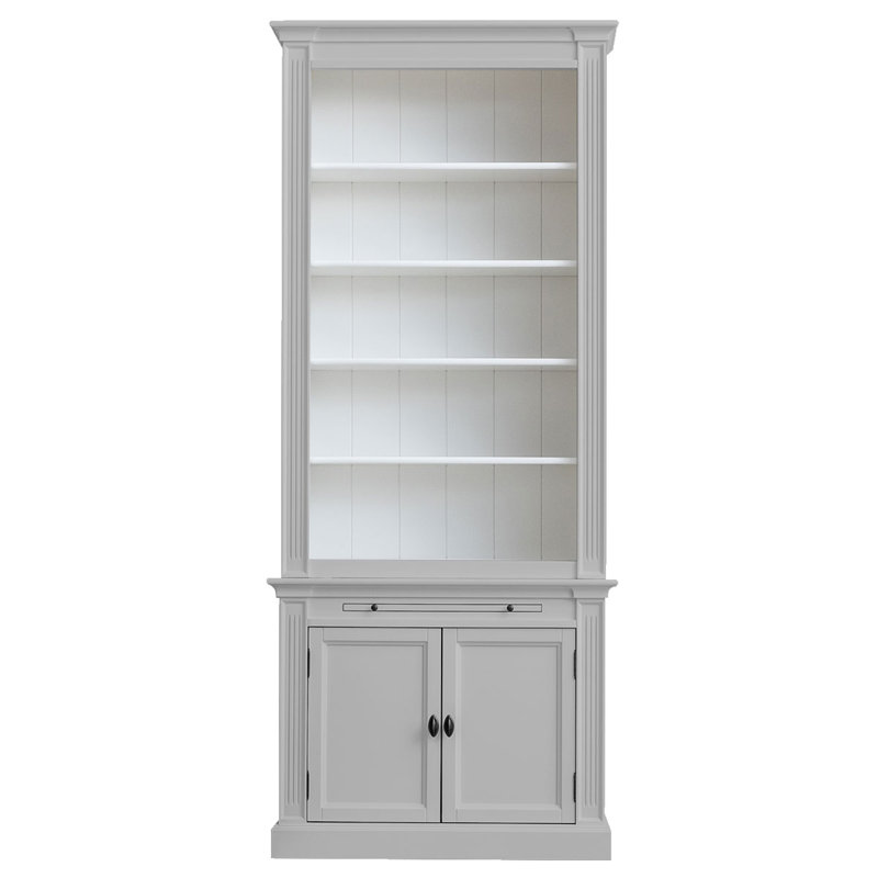 Mckernan 240cm H x 100cm W Solid Wood Library Bookcase, Light Grey
